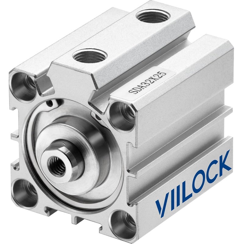 VIILOCK Pneumatic Air Cylinder 32mm Bore 25mm Stroke, Thin Air Cylinder Double Action Hydraulic Cylinders SDA 32 X 25 - Image 1